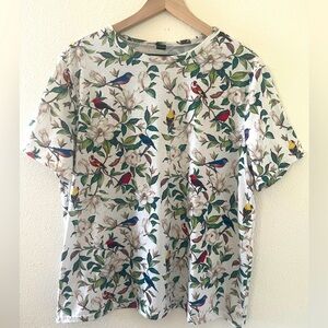 Vintage Inspired Floral Song Bird Print T-Shirt